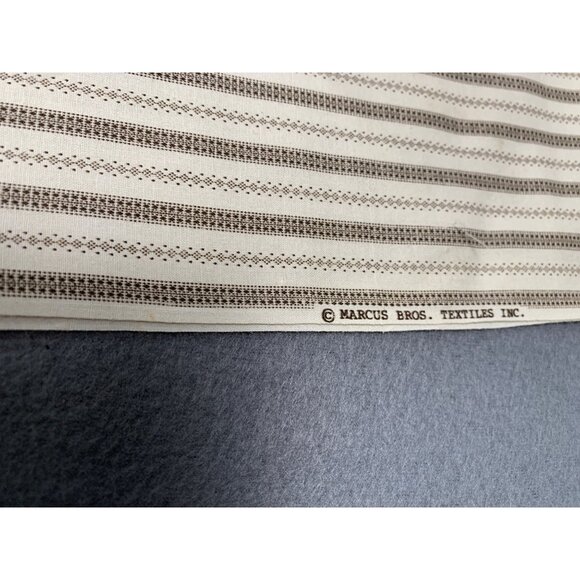 Marcus Bros. Textiles Striped Cotton Fabric 1/2 Yard 38" Wide Brown Cream Made I - Picture 3 of 4